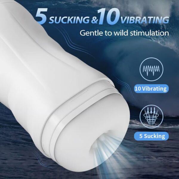 5 Sucking 10 Vibrating Male Masturbators White Sex Toys