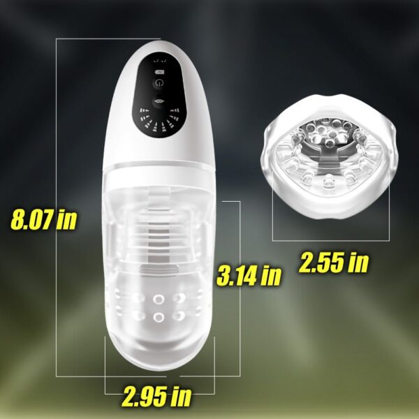 Clamping Vibrating White Handle Clear Liner Masturbator