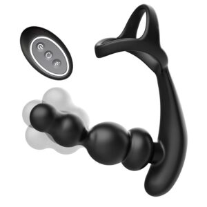 Anal Beads 360° Rotating Head Prostate Massager With Upgraded Cock Ring