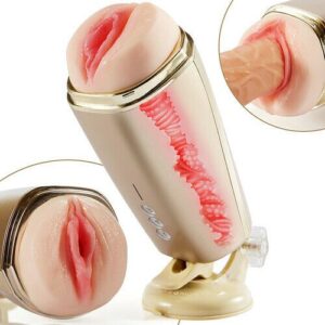 Vibrating Masturbator Cup With Realistic Textured Moaning Pocket Vagina Pussy