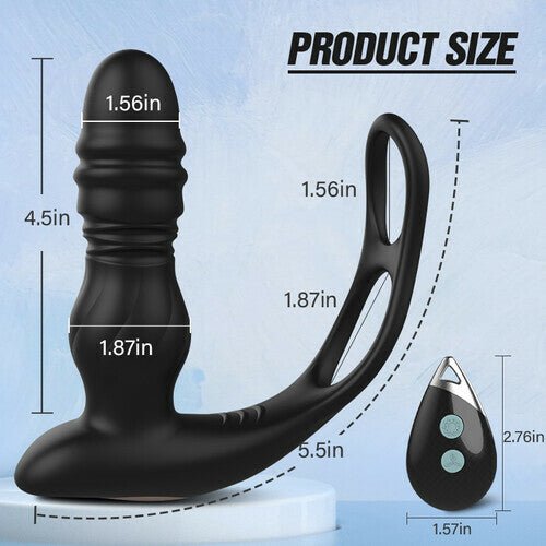 7 Thrusting 7 Vibrating Dual Cock Ring Male Prostate Massager