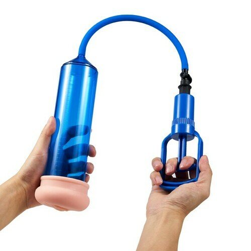 Blue Penis Enlargement Pump with Trigger Blue Chamber Tight Seal