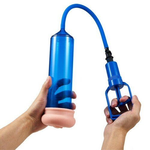 Blue Penis Enlargement Pump with Trigger Blue Chamber Tight Seal