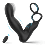 Porngamestv Finger-like Wiggle 9 Swing Vibrating Prostate Massager with Double Cock Ring