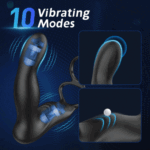 Porngamestv Finger-like Wiggle 9 Swing Vibrating Prostate Massager with Double Cock Ring