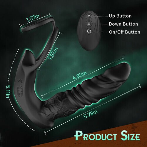 Bluetooth App Control 9 Vibrating Thrusting Dual Ring Prostate Massager