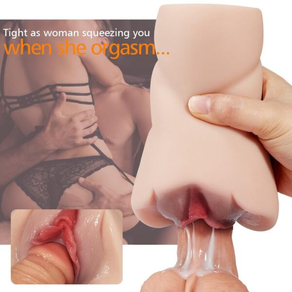 5.9-Inch Dual-Tunnel Realistic Garnet Labia Tight Ass Pocket Pussy Masturbator