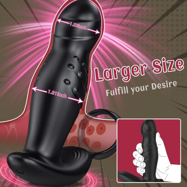 360° Rotating And Vibrating Anal Vibrator With Silicone Cock Ring