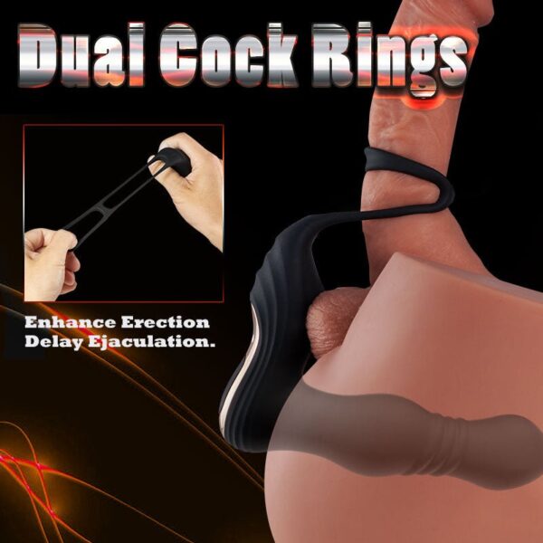 3 Thrusting 10 Vibrating Dual Cock Rings Prostate Massager