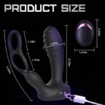 Porngamestv 10 Vibrations Heating Function Remote Control Anal Plug with Dual Cock Rings