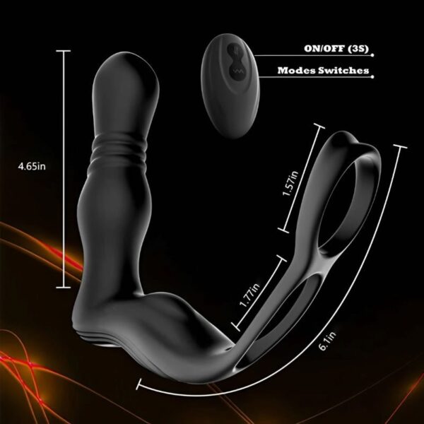 3 Thrusting 10 Vibrating Dual Cock Rings Prostate Massager