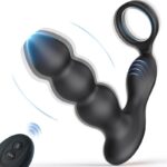 3 Progressive Beads Low Noise 10 Vibrating Prostate Massager Butt Plug with Cock Ring